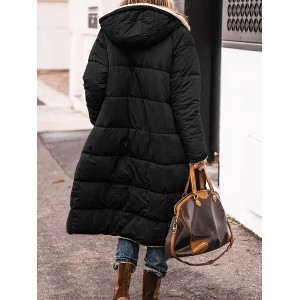 Double Sided Wear Coat, Casual Zip Front Hooded Long Sleeve Winter Warm Outerwear, Women's Clothing