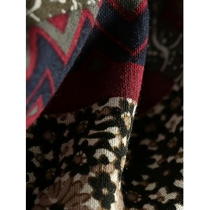 Retro Patchwork Hooded Jacket, Long Sleeve Button Up Casual Lightweight Outerwear For Fall & Winter, Women's Clothing