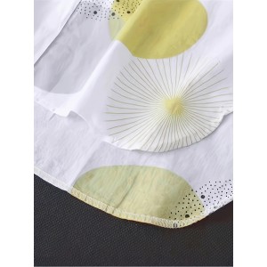 Allover Print Button Front Blouse, Casual Long Sleeve Thigh Length Blouse For Spring & Fall, Women's Clothing