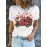 Sunflower & Letter Print T-shirt, Vintage Crew Neck Short Sleeve T-shirt, Women's Clothing