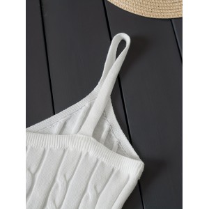 Knitted Cami Crop Top, Versatile Sleeveless Casual Top For Spring & Summer, Women's Clothing