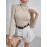 Solid Turtle Neck Rib Knit Sweater 3 Pack, Elegant Long Sleeve Slim Versatile Sweater, Women's Clothing