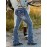 Embroidered Pockets Washed Bootcut Jeans, Retro Style Slant Pockets Denim Pants, Women's Denim Jeans & Clothing
