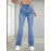 Light Blue Casual Bootcut Jeans, Mid-Stretch Slant Pockets High Waist Denim Pants, Women's Denim Jeans & Clothing